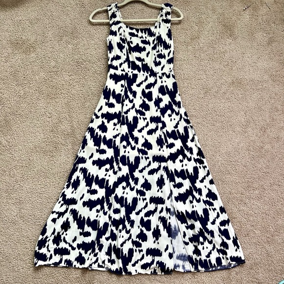 Sam Edelman Woman Long Dress Body Lace-up Open Back White Navy Blue Size 2 - Picture 1 of 13